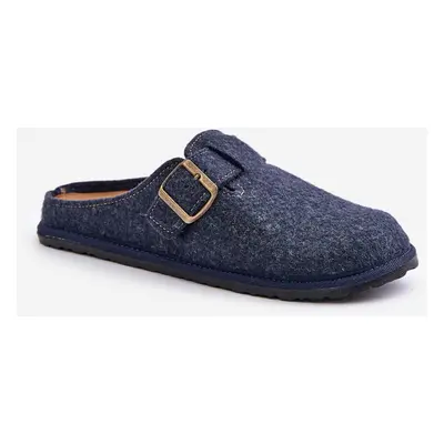 Comfortable men's slippers with Inblu buckle blue