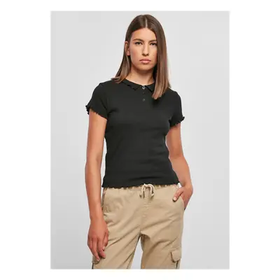 Women's Rib Polo T-Shirt Black