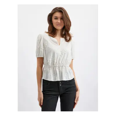 Orsay White Ladies Flowered Blouse - Women