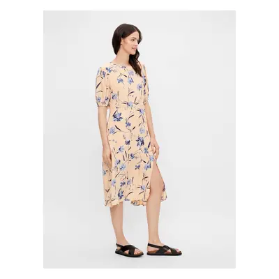 Apricot Floral Backless Midi Dress Pieces Lillian - Women