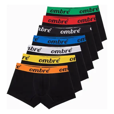 Ombre Men's cotton boxer shorts with contrasting elastic - 7-pack black