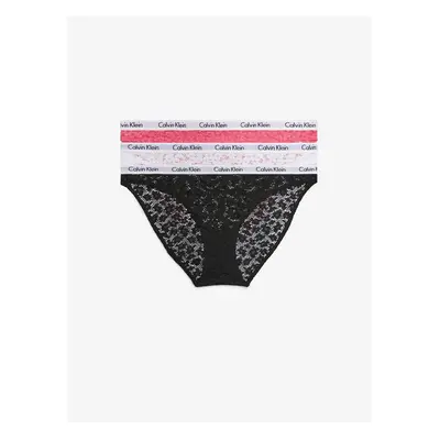 Calvin Klein Set of three women's lace panties in black, white and pink 3PK C - Women