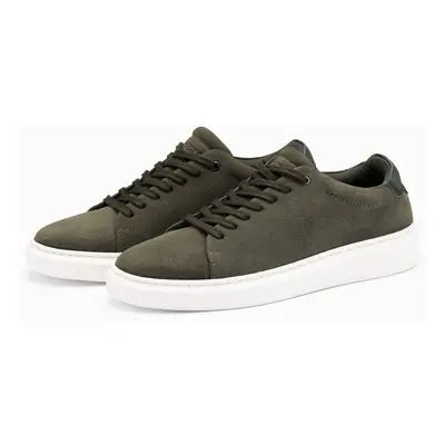 Ombre Men's classic soft suede sneaker shoes - dark olive