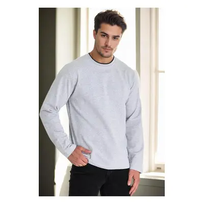 40222 Dewberry Double Crew Neck Mens Sweatshirt-GREY