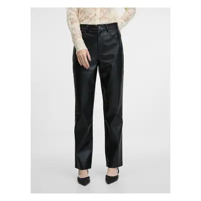 Black leatherette women's trousers ORSAY - Women's