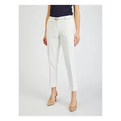 Orsay White Women's Shortened Pants with Belt - Women