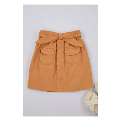 Trendyol Camel Standard Plain Cotton Woven Skirt