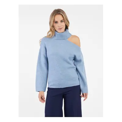 Orsay Light blue women's turtleneck with slit - Women