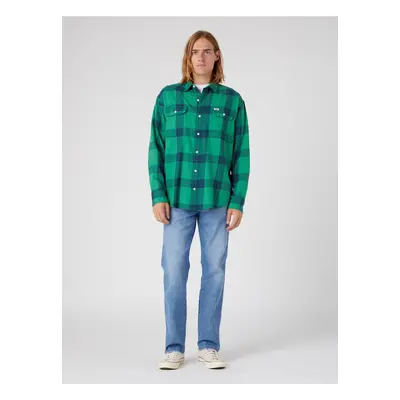 Blue-Green Mens Plaid Shirt Wrangler - Mens