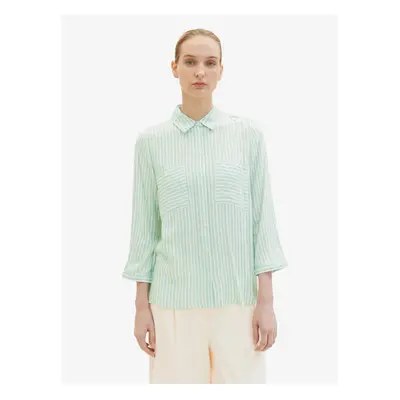 White and Green Ladies Striped Shirt Tom Tailor - Women