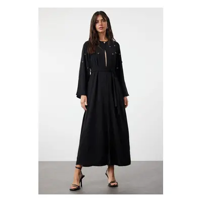 Trendyol Black Belted Stone Accessory Woven Cap & Abaya & Abaya