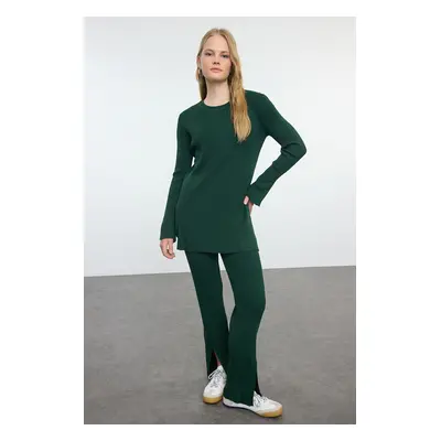 Trendyol Emerald Green Slit Knitwear Bottom-Top Set