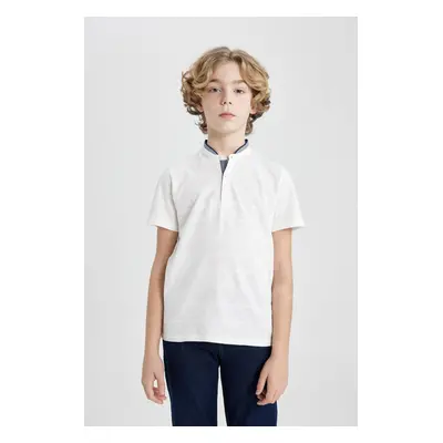 DEFACTO Boys High Neck Pique Short Sleeve Polo T-Shirt