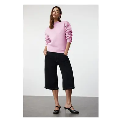 Trendyol Pink Thick Polar Fleece Half Turtleneck Relaxed/Comfortable Pattern Knitted Sweatshirt