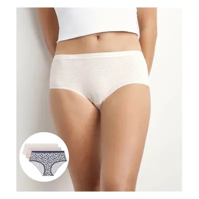 DIM LES POCKETS COTTON BOXER 3x - Women's cotton panties pcs - light pink - white - blue