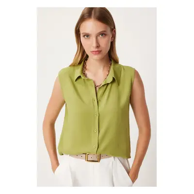 Happiness İstanbul Women's Pistachio Green Sleeveless Viscose Shirt