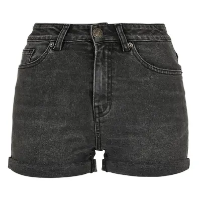 Women's 5-pocket shorts, black stones, washed