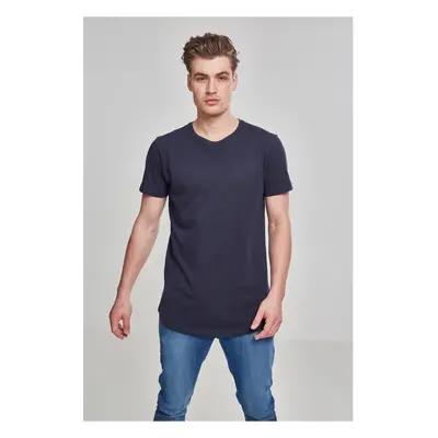 Shaped long T-shirt in a navy design