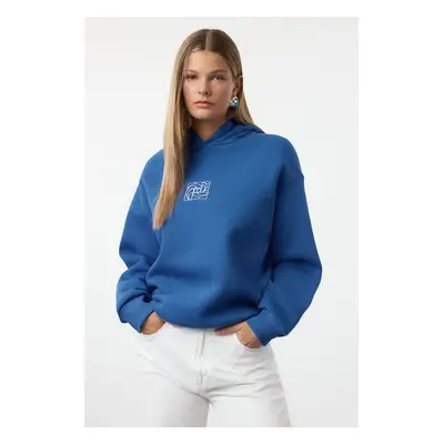 Trendyol Saks Oversize/Wide Fit Embroidered Thick Fleece Inside Knitted Sweatshirt