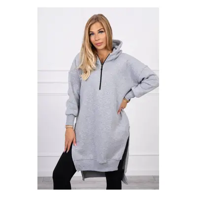 Insulated sweatshirt with slits on the sides in gray color