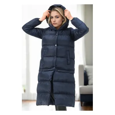 Z6772 DEWBERRY SHORTENABLE LADIES COAT-NAVY-1