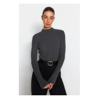 Trendyol Anthracite Stand-up Collar Knitwear Sweater