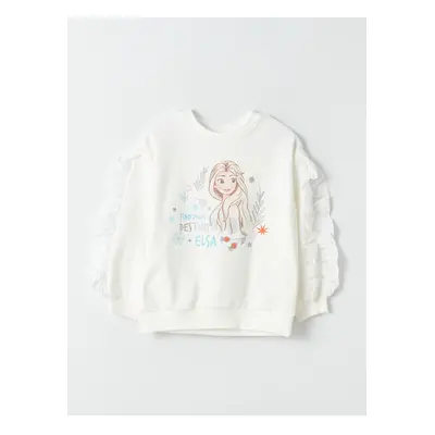 LC Waikiki Crew Neck Elsa Printed Long Sleeve Girl's Sweatshirt