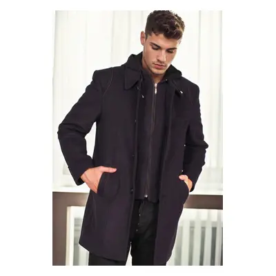 PLT8335 DEWBERRY MEN'S COAT-PATTERNED NAVY BLUE