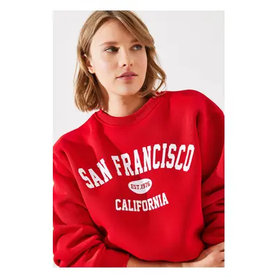 Bianco Lucci Women's Triple Thread Raised San Francisco Printed Sweatshirt MBHS006