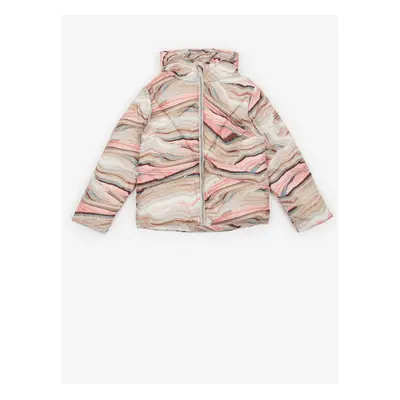 Pink-Beige Girly Patterned Quilted Hooded Jacket Tom Tailor - Girls