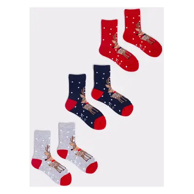 Yoclub Kids's Christmas Socks 3-Pack SKA-X045G-AA00