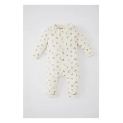 DEFACTO Baby Girl Newborn Fruit Patterned Long Sleeve Jumpsuit