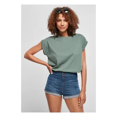 Women's T-shirt with an extended shoulder in light leaf color