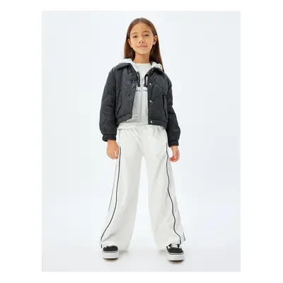 Koton Kt - Basic Wide-Legged Trousers with Elastic Waist Stripe Detail