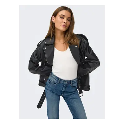 Women's black faux leather jacket ONLY Vera - Women