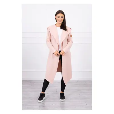 Long hooded cardigan dark powder pink