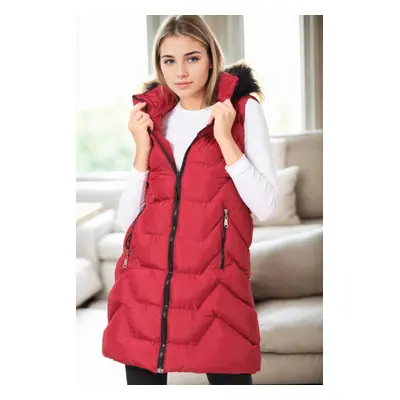 Z6761 DEWBERRY WOMEN'S VEST-BURGUNDY-1