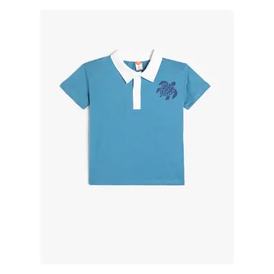 Koton Polo Neck T-Shirt Short Sleeve Turtle Printed