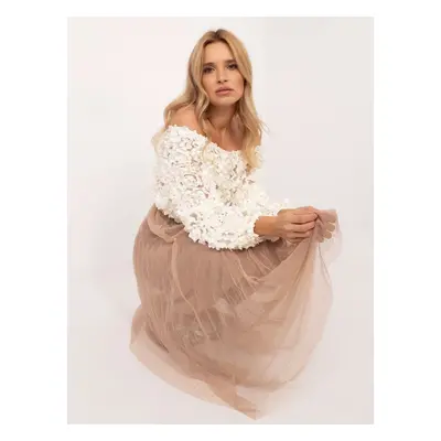 Brown midi skirt with tulle