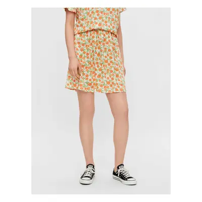 Orange-white patterned skirt Pieces Nya - Women