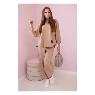 Cotton sweatshirt pant set light camel