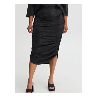 Black Women's Pencil Skirt with Metallic Fibers Fransa - Ladies