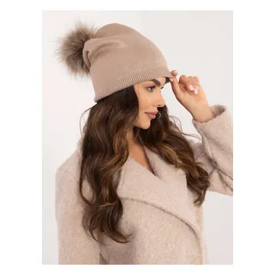 Dark beige shiny winter hat RUE PARIS