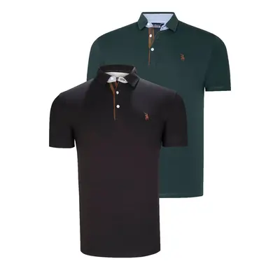 DUAL SET T8582 DEWBERRY MENS T-SHIRT-BLACK-GREEN