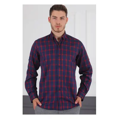 G717 DERBERRY MEN'S SHIRT-NAVY BLUE- BURGUNDY