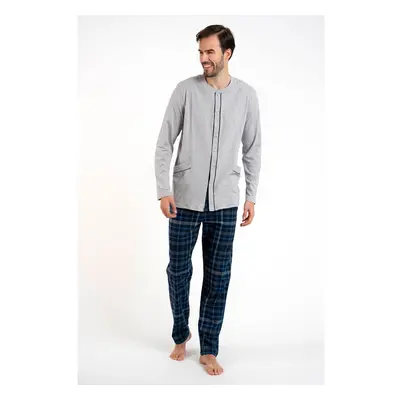 Men's pyjamas Jakub, long sleeves, long legs - melange/print