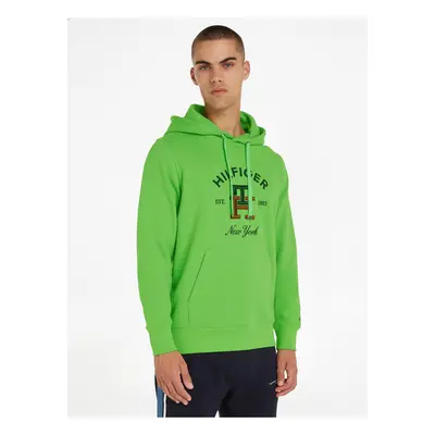 Light Green Men Sweatshirt Tommy Hilfiger Curved Monogram Hoody - Men