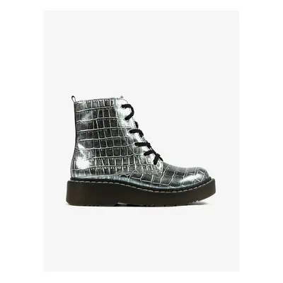 Richter Girly Ankle Boots in Silver with Animal Pattern Rich - Girls