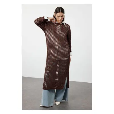 Trendyol Brown Openwork/Hole Knitwear Dress