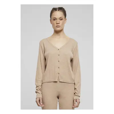 Women's ribbed cardigan beige